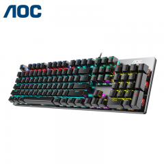AOC GK410  有线机械键盘 黑色 青轴 104键无冲 背光键盘 酷炫灯效 USB口（5827）