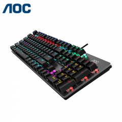 AOC GK410  有线机械键盘 黑色 青轴 104键无冲 背光键盘 酷炫灯效 USB口（5827）