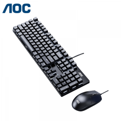 AOC GK410T  机械有线键鼠套装/套件 黑色 青轴 104键无冲 USB口（14887）