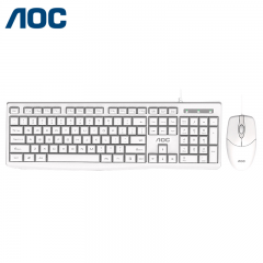 AOC KM151 有线键鼠套件/套装 有线静音办公键鼠 白色 (U+U口)  8108