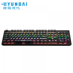 现代 HY-K600 USB 有线 机械键盘 黑色 青轴  悬浮键帽发光跑马灯机 (7075)