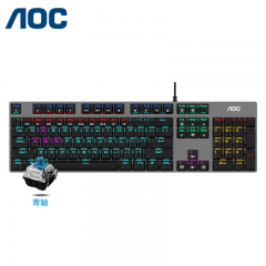 AOC GK410  有线机械键盘 黑色 青轴 104键无冲 背光键盘 酷炫灯效 USB口（5827）
