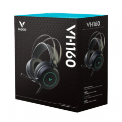雷柏 VH160 头戴式有线 耳机/耳麦 虚拟7.1声道 游戏耳机 USB口 黑色 (16300)
