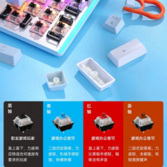 达尔优 LK165 白粉拼色 有线机械键盘 104键 单光游戏键盘 茶轴（17246）