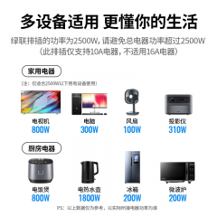 绿联 8位插线板 4位2孔+4位5孔 全长2米 (18667)