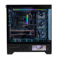 瓦尔基里机箱 VK03 BLACK 黑色 ATX 游戏电脑台式机箱 支持360水冷 6.2吋触摸屏 270°海景房 (19562)