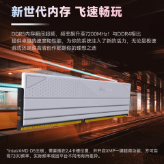 金百达台式机内存 星刃 DDR5 32G 7200 16G*2 套条 白 海力士A-die颗粒 C34 (19852)