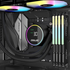 酷里奥一体式水冷 冰灵数显 240 LITE 黑色 ARGB CPU散热器 温度显示/转速显示 (19575)