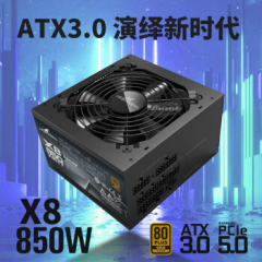 长城电源 额定850W X8 黑色 金牌全模 ATX3.1 原生PCIe5.0接口 (19480)