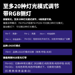 雷柏 V500PRO-87 升级款 87键 有线机械 单键盘 游戏电竞 混光 青轴 (20040)