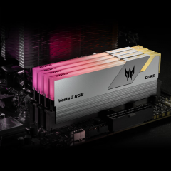 宏碁掠夺者（PREDATOR）32G(16G×2)套装 DDR5 6800频率 台式机内存条 Vesta II 炫光星舰RGB灯条(C32) 星光银 AI电脑配件